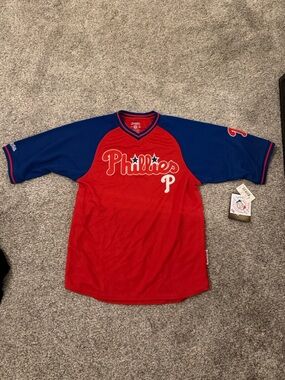 Stitches Philadelphia Phillies Red & Blue Baseball Jersey NEW Small